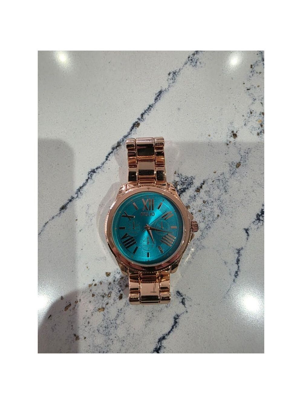 Women's FOLIO Rose Gold & Teal Watch, One Size